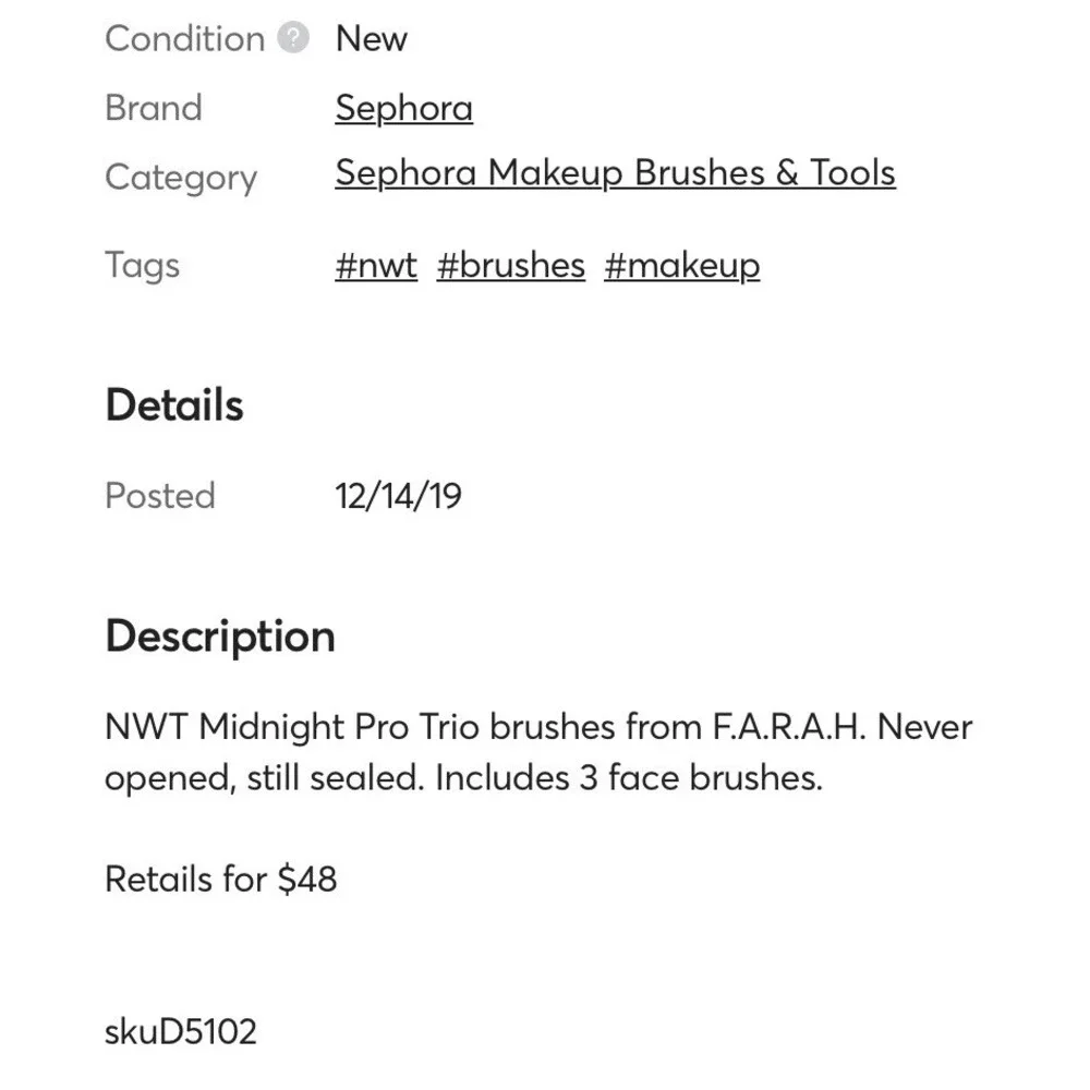 FARAH‎ F.A.R.A.H. Midnight Collection Pro Trio Brush Set 100% Vegan NEW